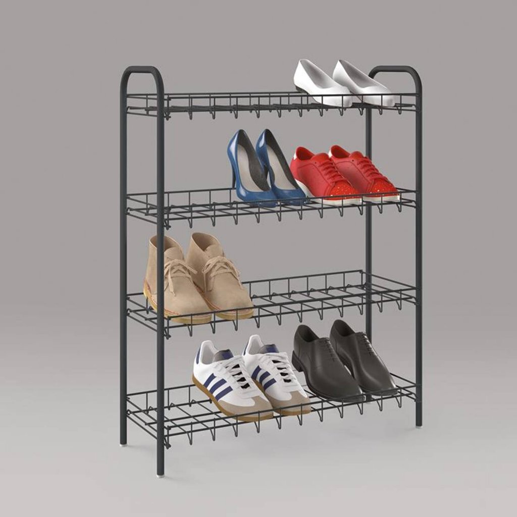 Rack à chaussures Metaltex 4 racks 64x23x80,5 cm noir
