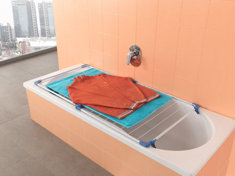 Etendoir pour baignoire Metaltex cervino 10 m de longueur de séchage blanc bleu