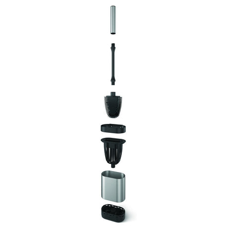 Metaltex cleany brosse de toilette + support 13x8x47 cm acier inoxydable noir