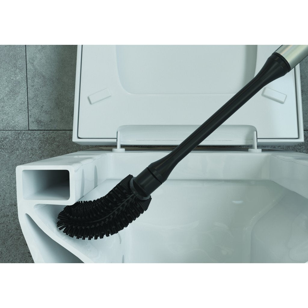 Metaltex cleany brosse de toilette + support 13x8x47 cm acier inoxydable noir
