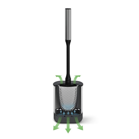 Metaltex cleany brosse de toilette + support 13x8x47 cm acier inoxydable noir