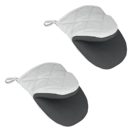 Metaltex gants de cuisine en coton 14x14 cm gris blanc 2 pièces
