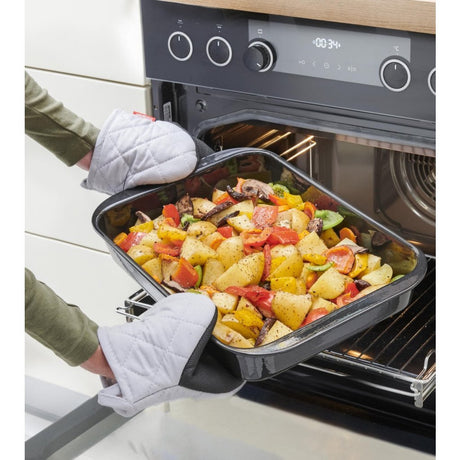 Metaltex gants de cuisine en coton 14x14 cm gris blanc 2 pièces