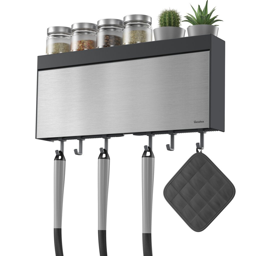 Metaltex ustensiles de cuisine tango porte-rouleau de cuisine avec aide à la coupe 38x6x17 cm acier inoxydable gris