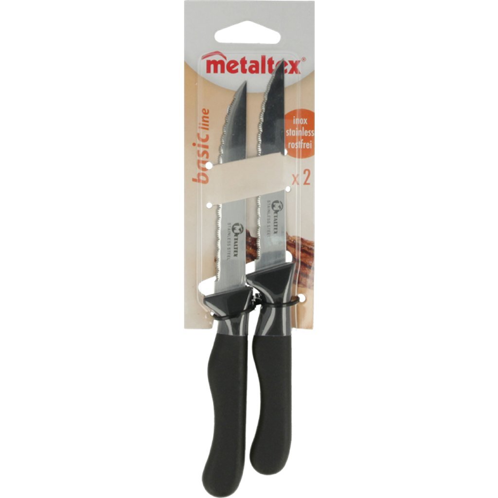 MetalTex Basic Line Steak Knives 2 Rustfritt stål Svart