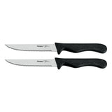 Metaltex couteaux à steak basic line 2 pièces en acier inoxydable noir