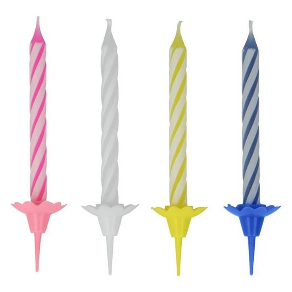 Bougies à gâteau Metaltex 24 pièces et 12 supports | 6 pièces