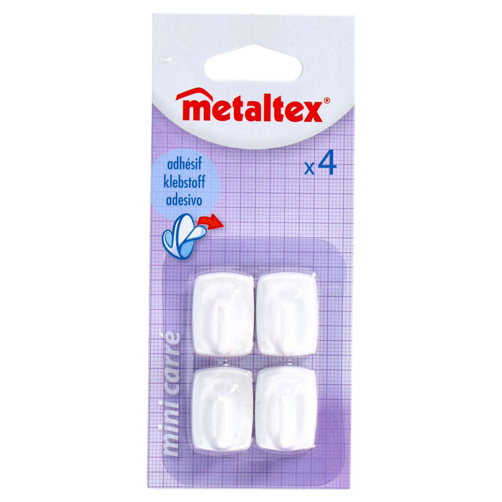 Metaltex Square Sticky Hooks 4 piezas blancas