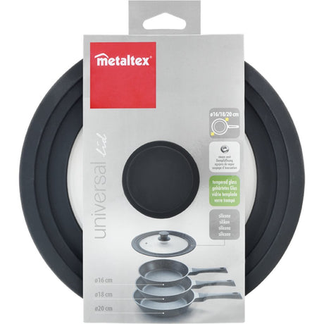 Metaltex couvercle de casserole 16-20 cm verre silicone noir