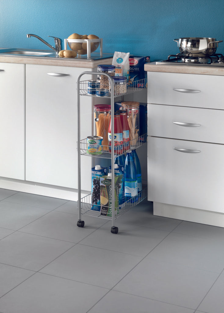 Tomado-Metaltex Metaltex Slim de Luxe Rangement Cart avec 3 paniers métalliques