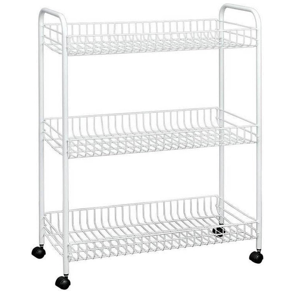 Tomado-metaltex grande étagère de rangement sur roulettes 64x31x84 cm argent