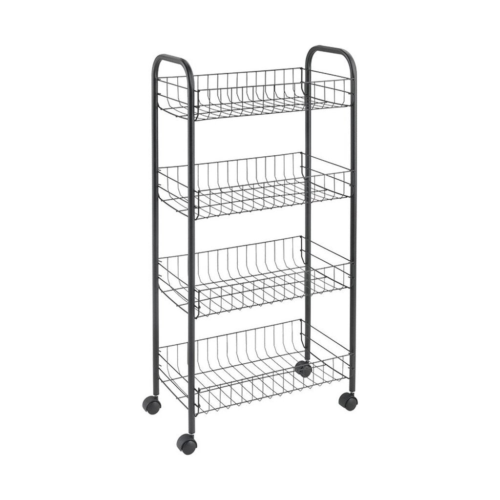 Metaltex ascona Trolly avec roues + 4 paniers 41x23x84 cm en métal noir mat