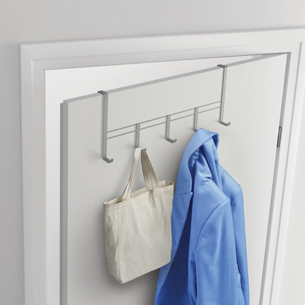Metaltex porte-manteau de porte 5 crochets 38x15 cm argent
