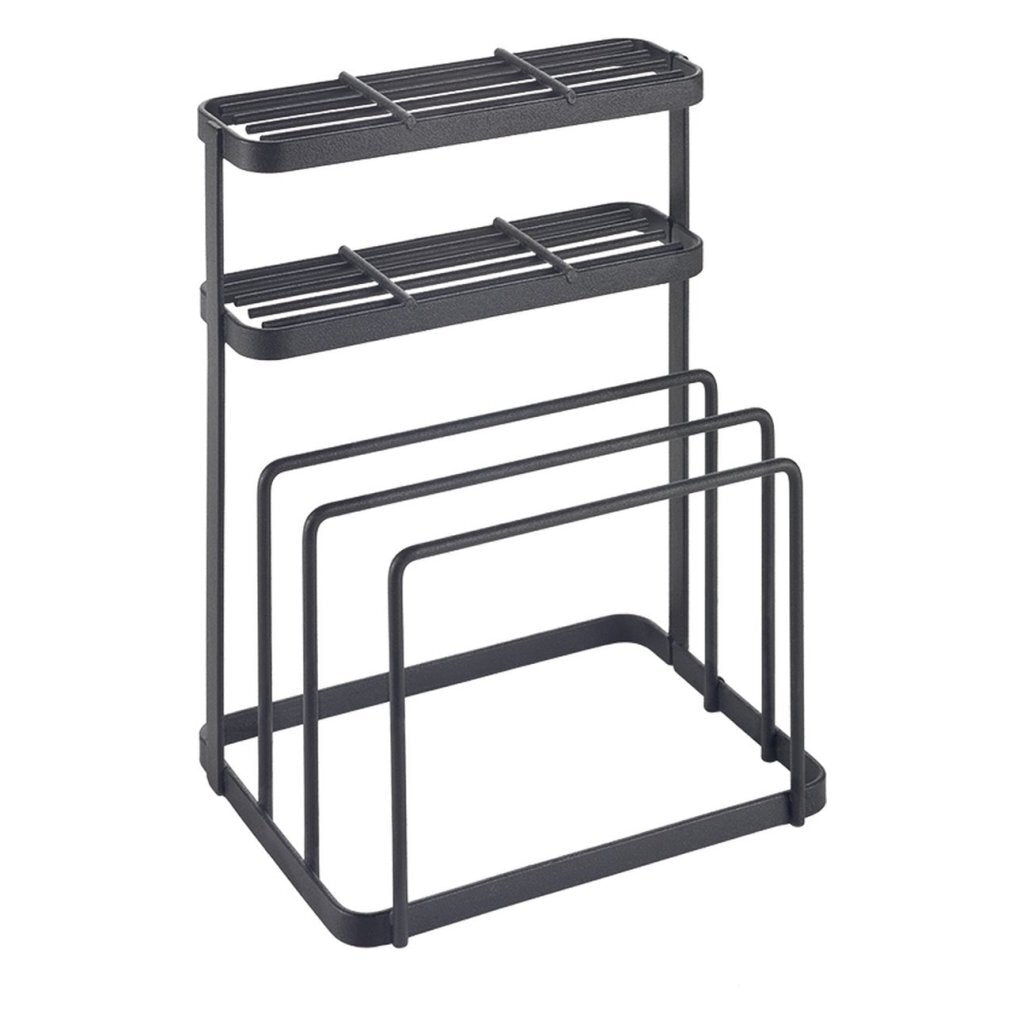 Metaltex tokyo line support pour couteaux et planches à découper 16x12x22 cm noir