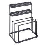 Metaltex tokyo line support pour couteaux et planches à découper 16x12x22 cm noir
