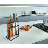 Metaltex tokyo line support pour couteaux et planches à découper 16x12x22 cm noir