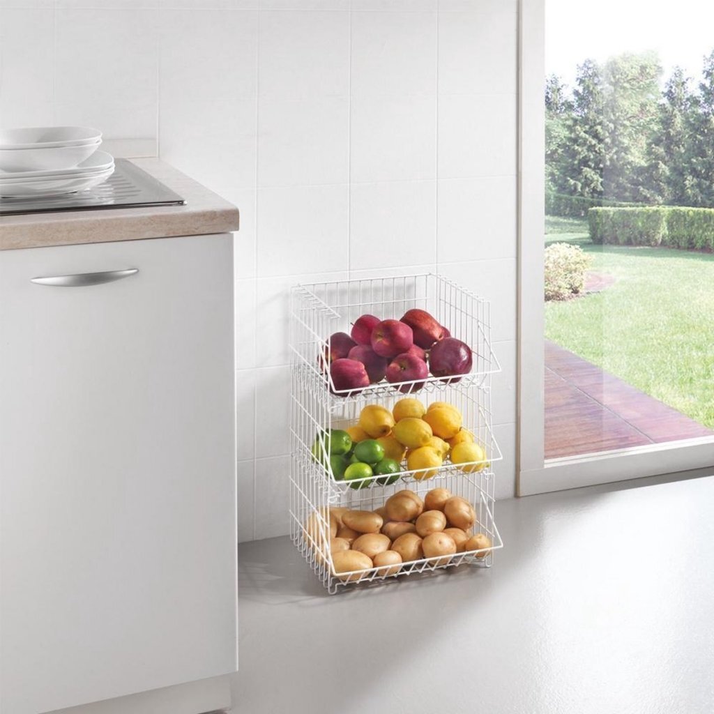 Metaltex bernina panier en fil empilable 34x27x20 cm blanc