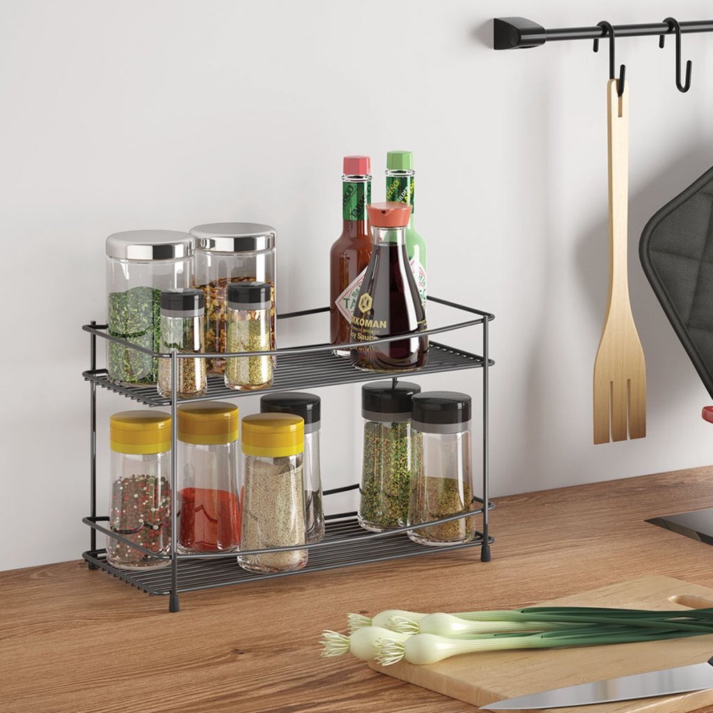 Metaltex Origan Spice Rack 2 étages Matt Black Metal