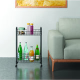 Metaltex belino chariot à lave + porte-bouteille 23x41x63 noir