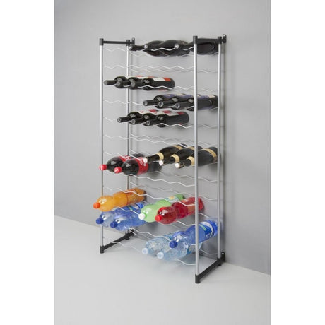 Metaltex bardolino porte-bouteilles pour 72 bouteilles 59x26x124 cm argent noir