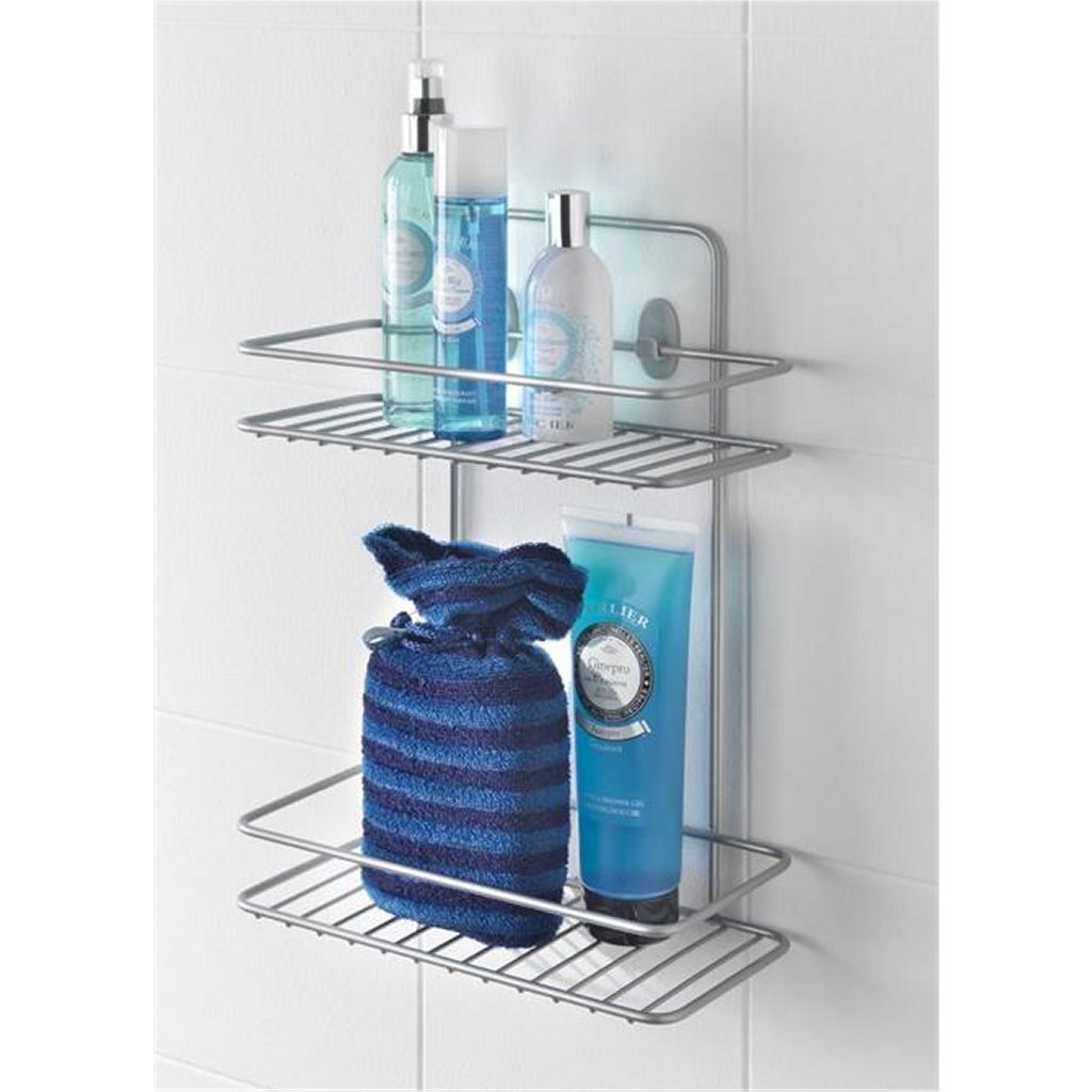 Tomado-metaltex Tomado metaltex reflex étagère de salle de bain 2 niveaux gris argent