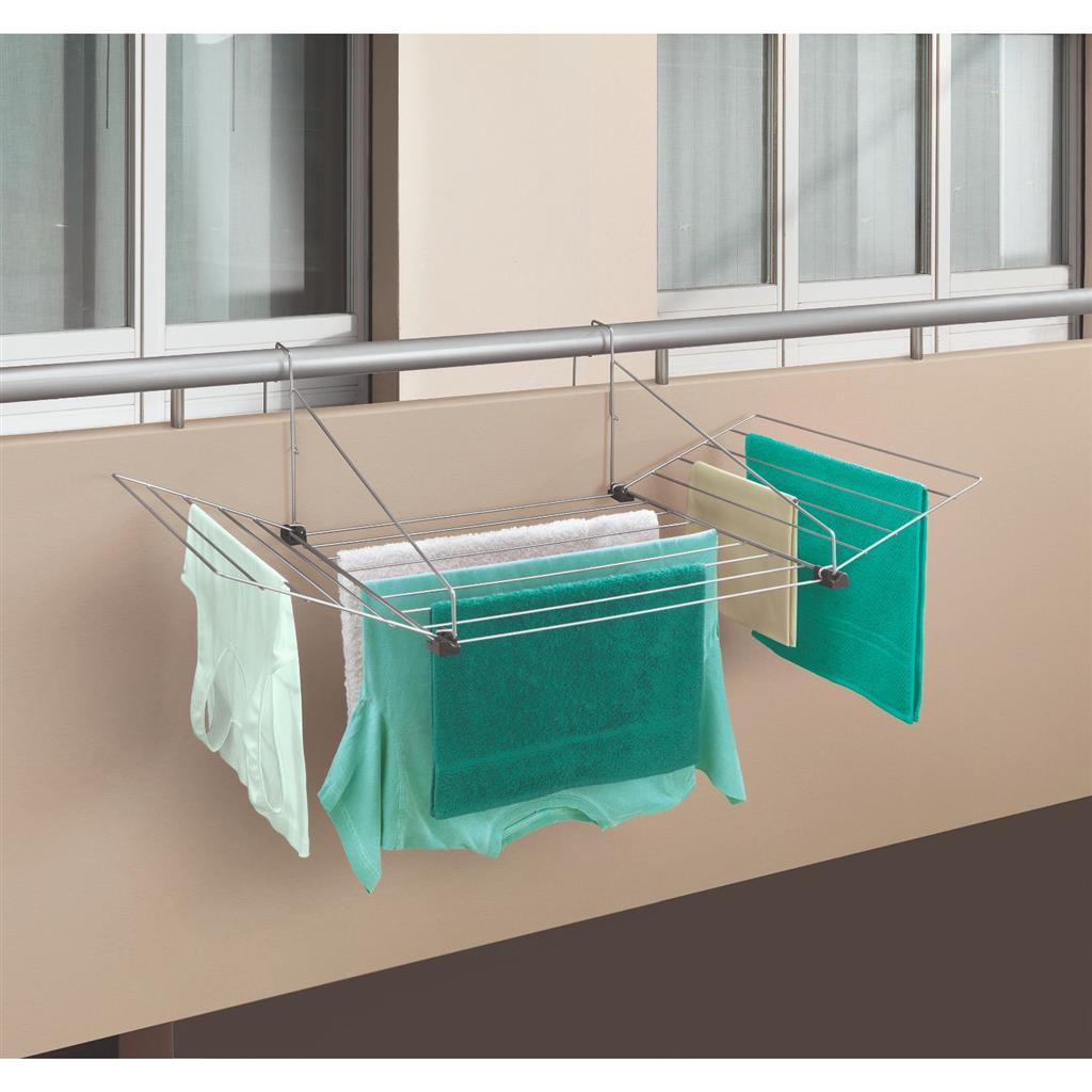 Tomado - étendoir Tilburg - pour radiateur, balcon, porte ou balustrade - longueur de séchage 12 mètres - suspendu - gris argenté - garantie 5 ans