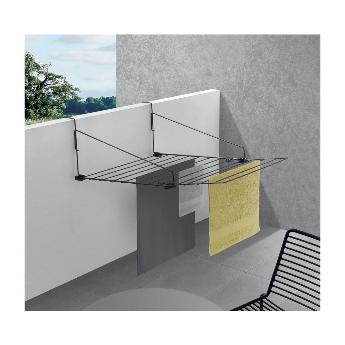 Metaltex La Haye étendoir 9 m corde à linge 55x28 cm noir