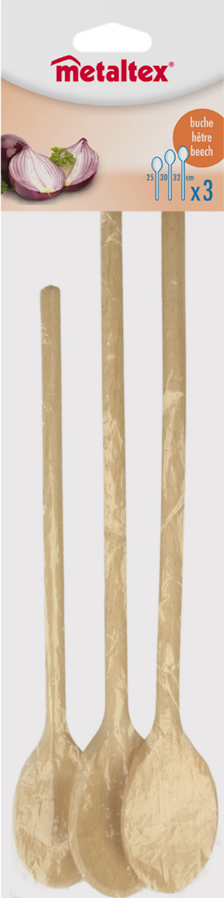 Metaltex ensemble de louches en hêtre 3 pièces 25 30 32 cm