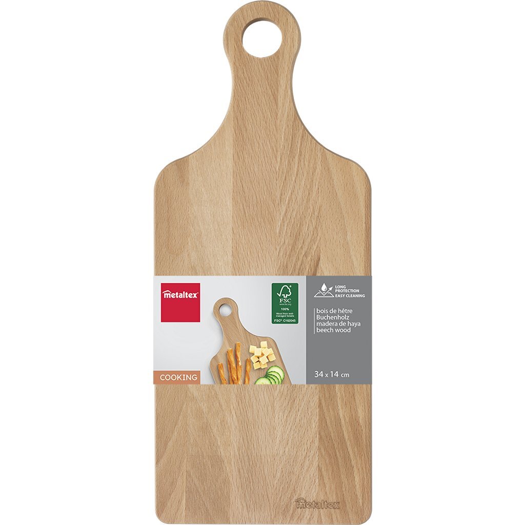 Planche en bois de hêtre Metaltex avec manche 34x14 cm