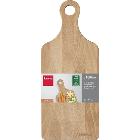 Planche en bois de hêtre Metaltex avec manche 34x14 cm