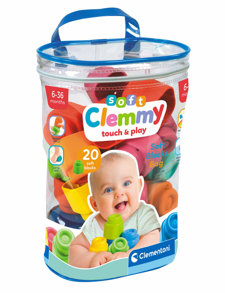 Clementoni baby soft clemmy blocs avec sac de rangement - 20pcs.