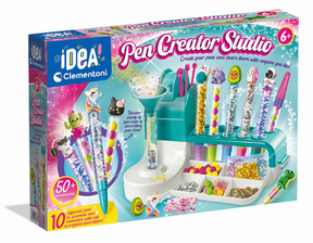 Idée Clementoni - studio de création de stylos - paquet artisanal plein d'accessoires - stylos à paillettes kawaii - le cadeau créatif - à partir de 6 ans