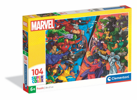 Clementoni - puzzle enfant - 104 pièces - merveille héros vs méchants - puzzle à partir de 6 ans