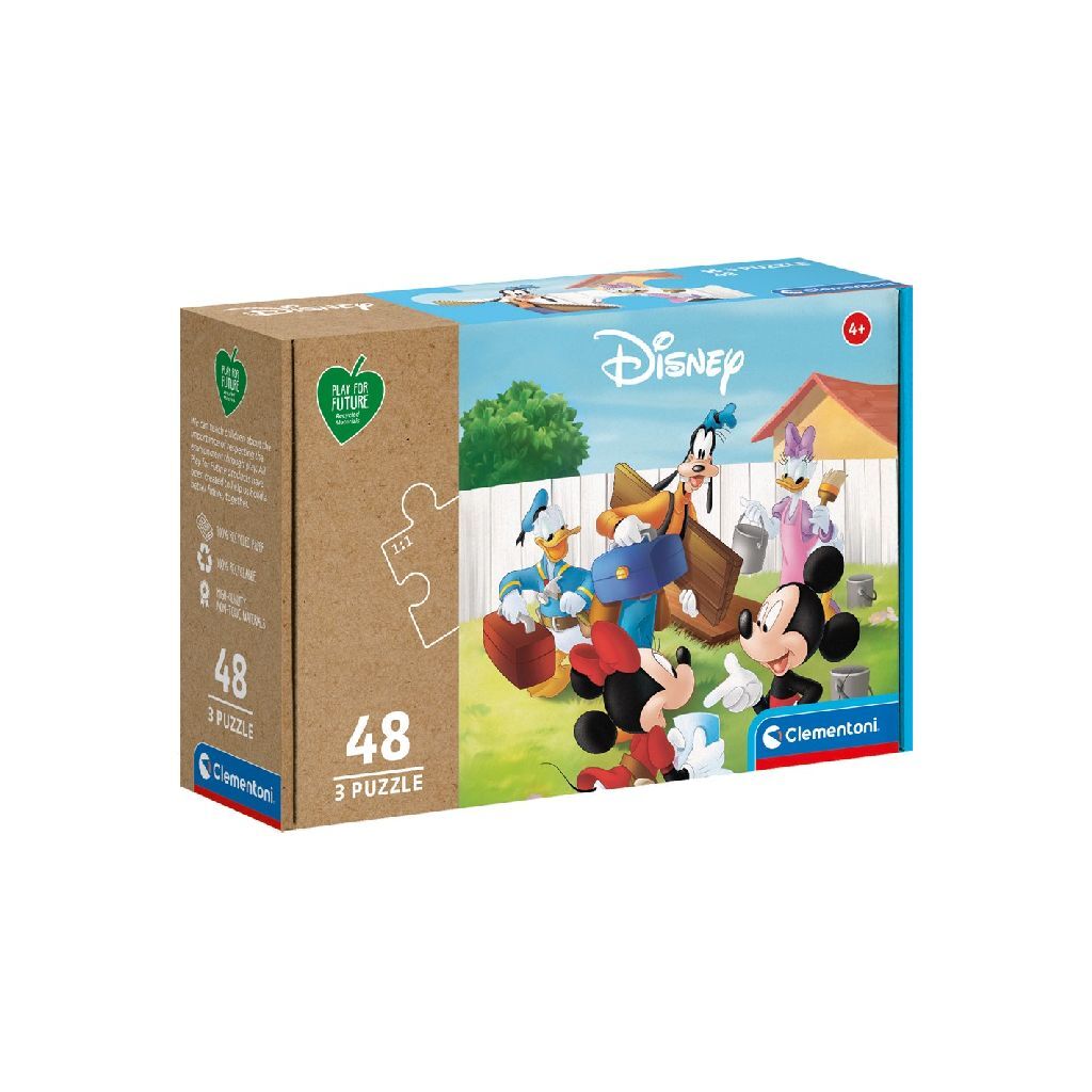 Clementoni Play for Future Puzzle - Mickey Mouse, 3x48 pièces.