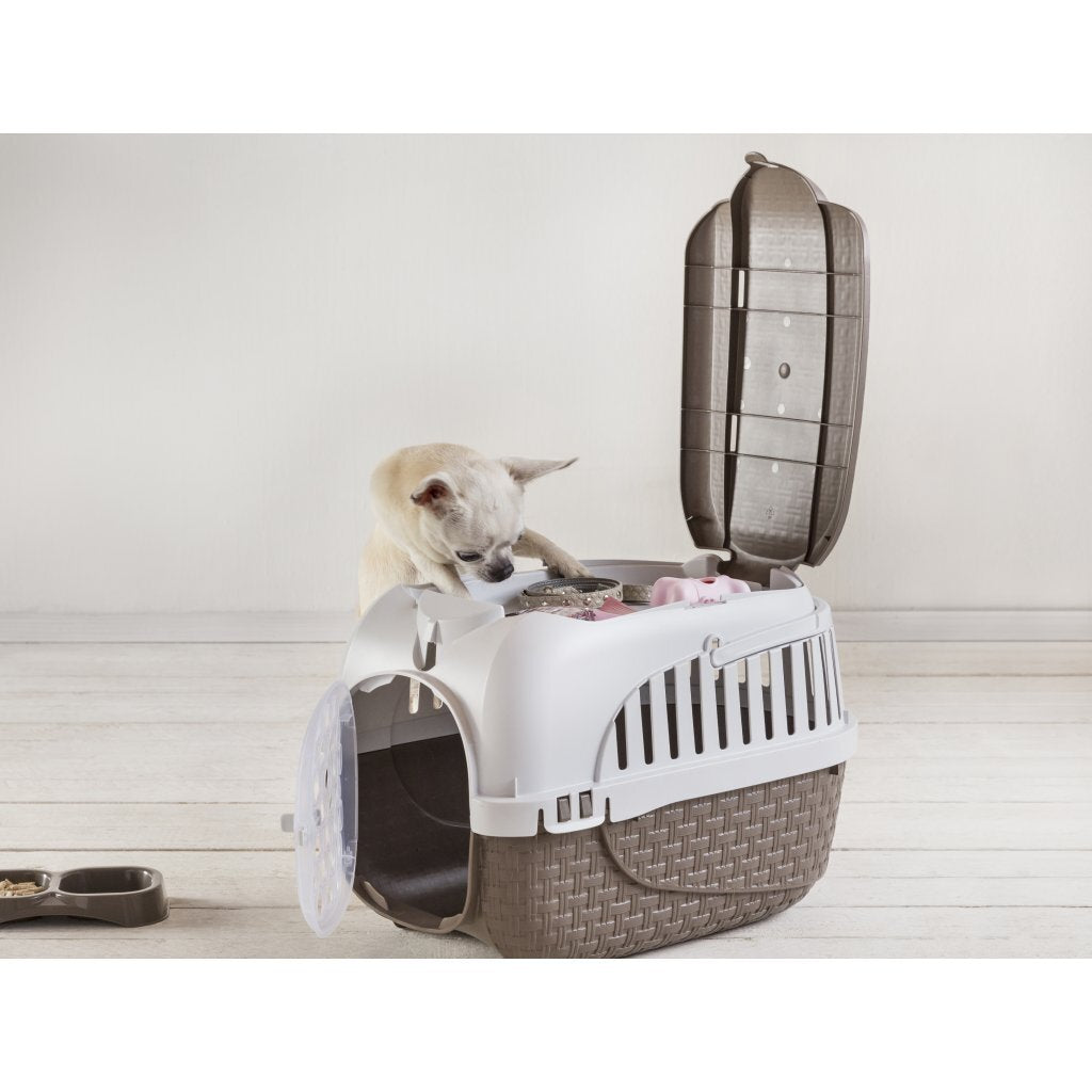 Boîte de transport pour animaux Bama 52x33x34 cm taupe blanc