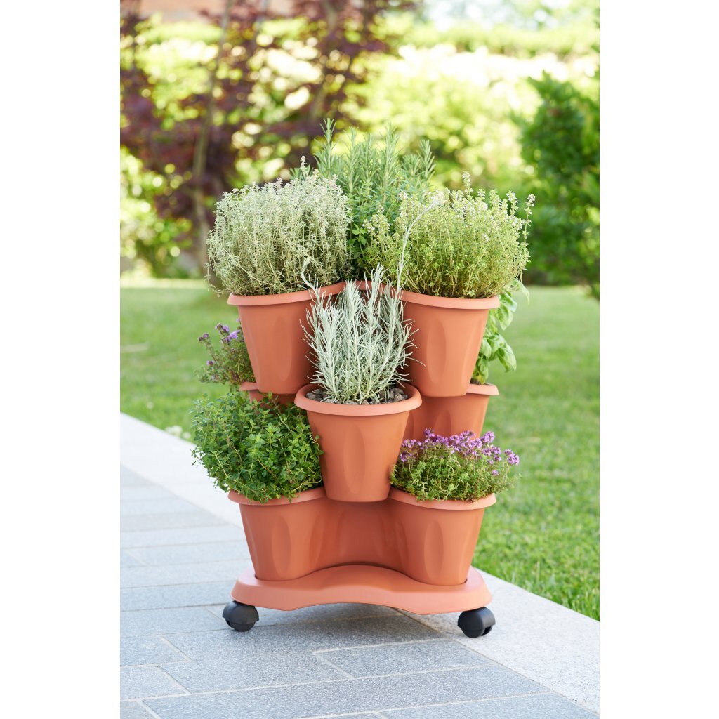 Bama trifoglio jardinière à roulettes 40x51 cm terre cuite