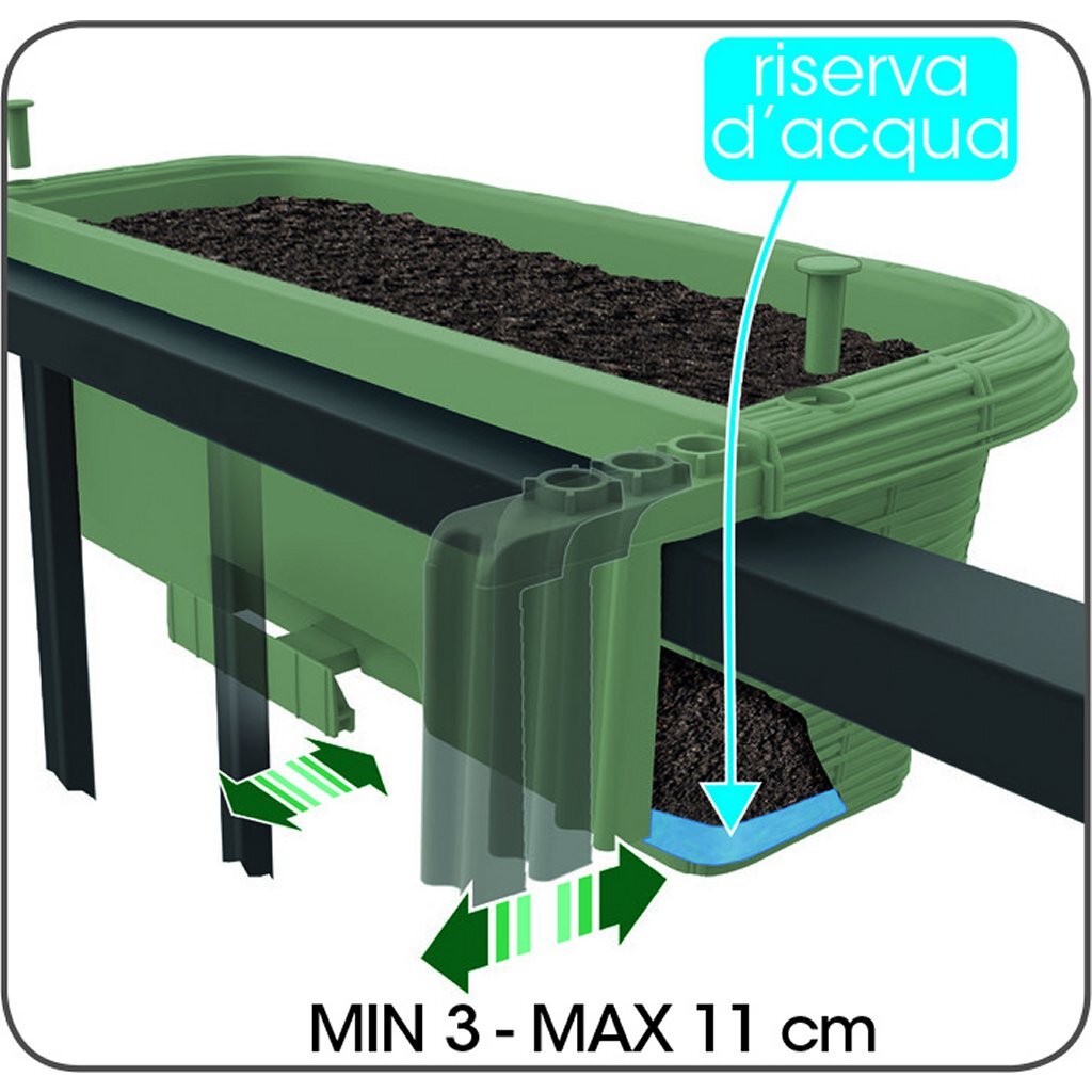 Jardinière de balcon à fleurs Bama fioriera 60x20x18,5 cm vert sauge