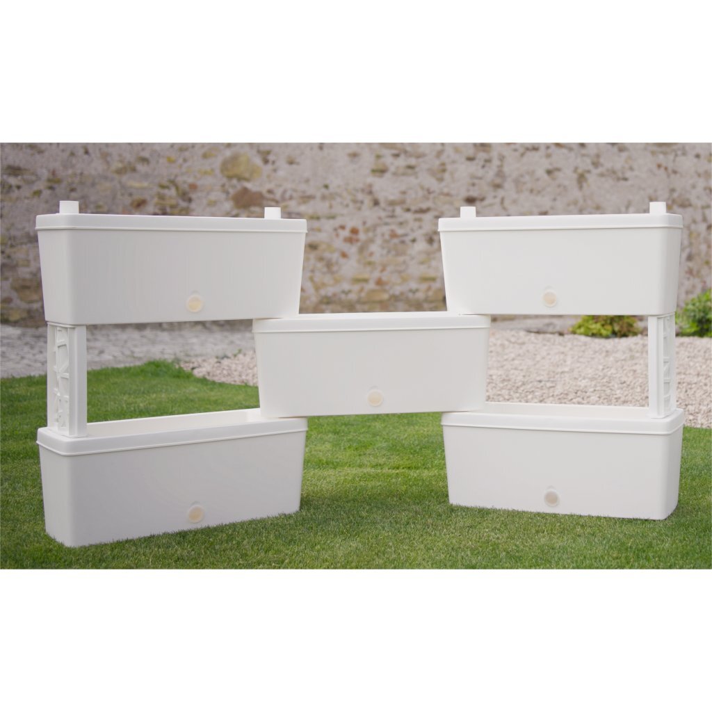 Jardinières connectables brique Bama 75l 59x23x27 cm 5 pièces blanc
