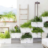 Jardinières connectables brique Bama 75l 59x23x27 cm 5 pièces blanc