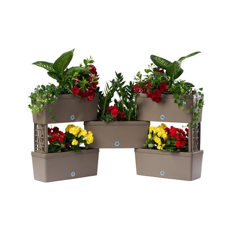 Jardinières connectables brique Bama 75l 59x23x27 cm 5 pièces taupe