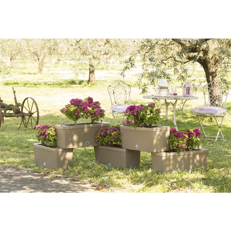 Jardinières connectables brique Bama 75l 59x23x27 cm 5 pièces taupe