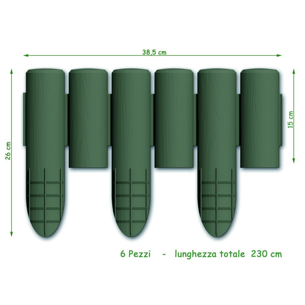 Bama bordure modulable de jardin imitation bois 38,5x15 cm 6 pièces vert