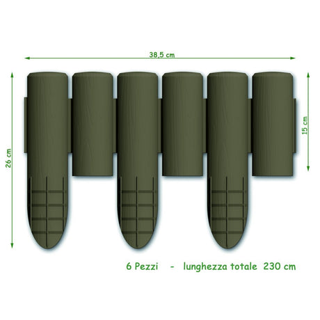 Bama bordure modulable de jardin imitation bois 38,5x15 cm 6 pièces marron