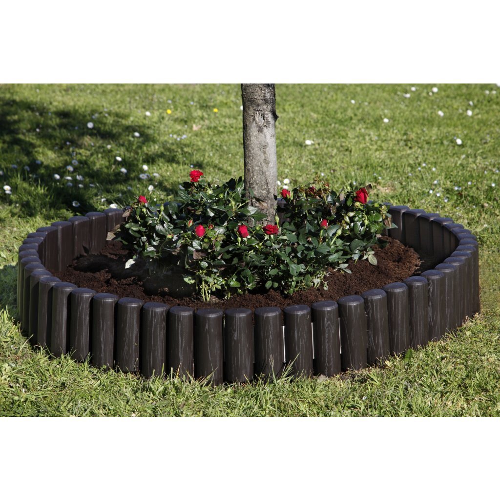 Bama bordure modulable de jardin imitation bois 38,5x15 cm 6 pièces marron