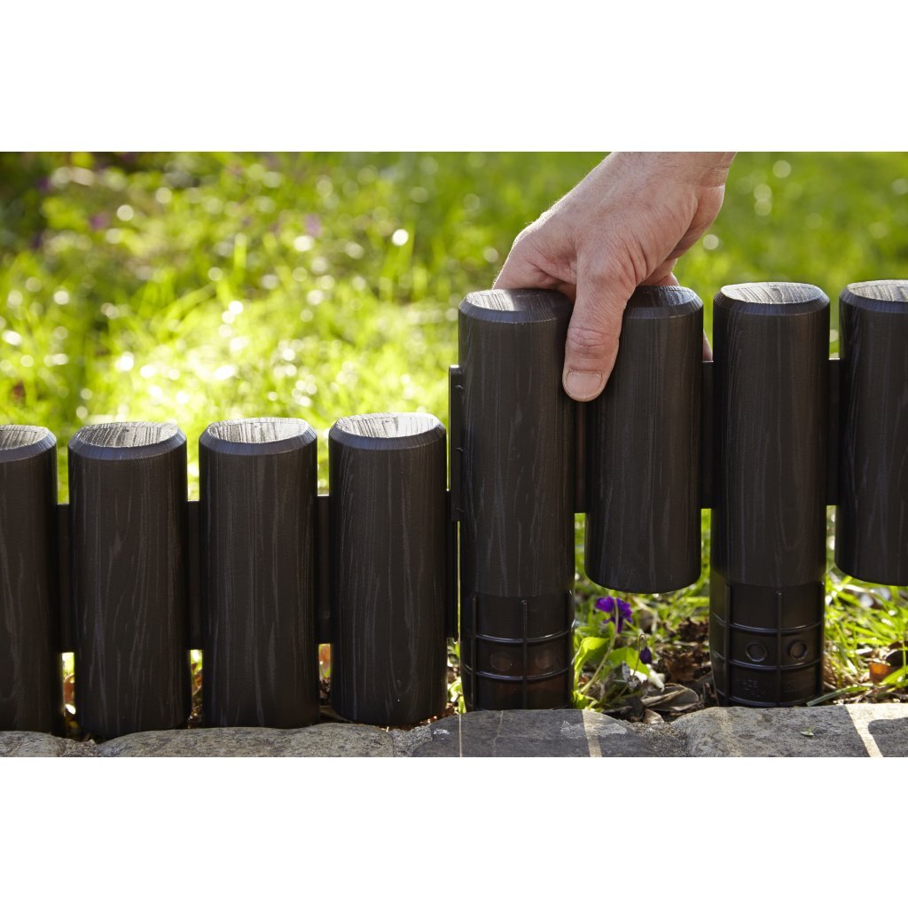 Bama bordure modulable de jardin imitation bois 38,5x15 cm 6 pièces marron
