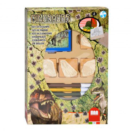 Boite à tampons Basic dinosaure + feutres