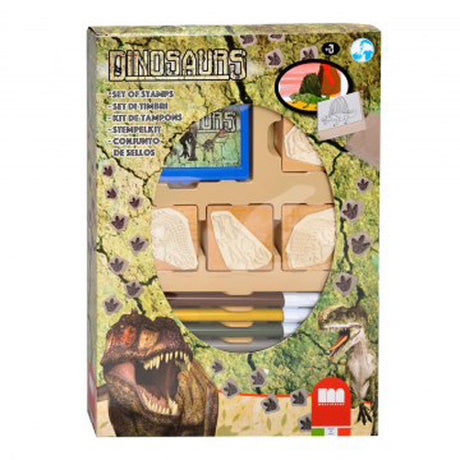 Boite à tampons Basic dinosaure + feutres