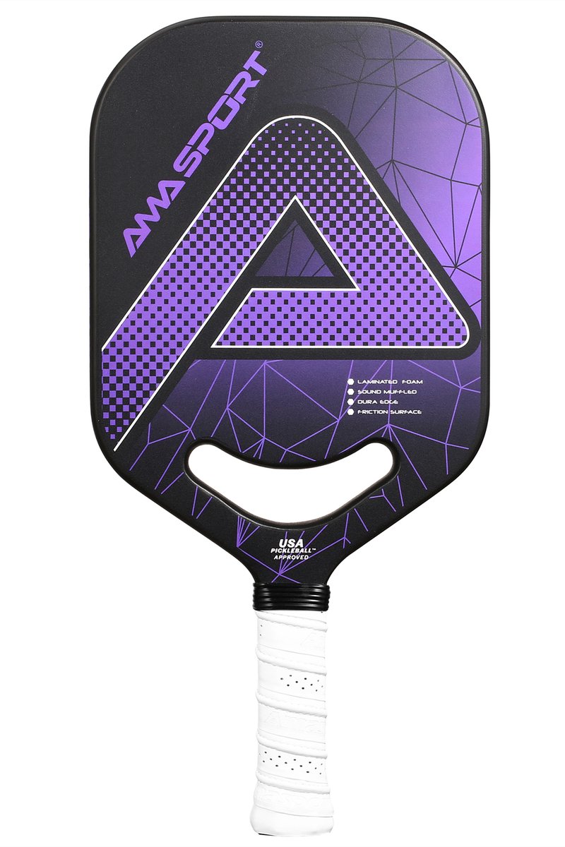 Pagaie de pickleball Ama sport pp001-c1p violet noir – surface graphite – noyau 20 mm – poignée forgée aero-duraedge cx –