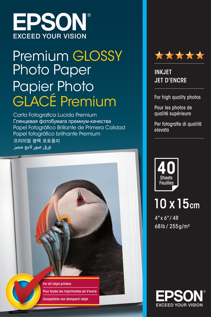 Papier photo premium Epson c13s042153 - 10x15 40 feuilles