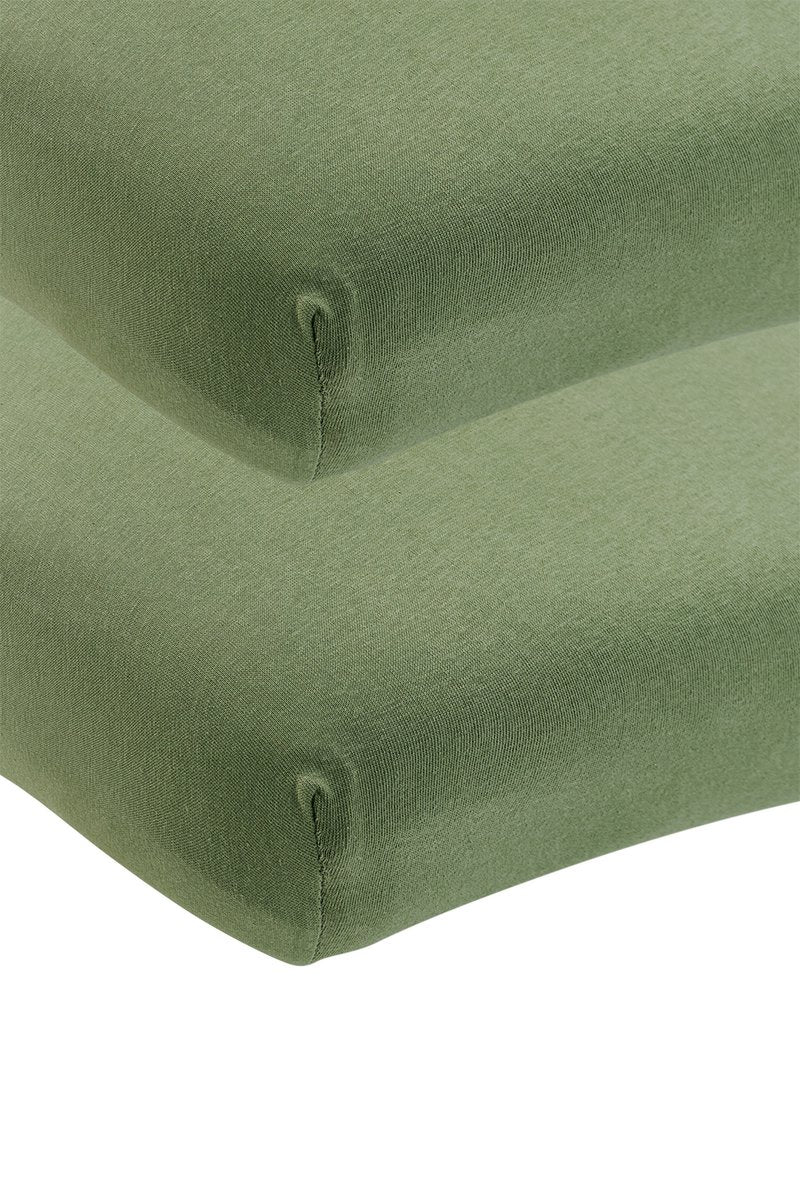 Drap-housse Meyco baby uni pour berceau - lot de 2 - jersey - vert olive - 40x80 90cm